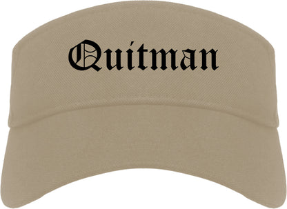 Quitman Georgia GA Old English Mens Visor Cap Hat Khaki