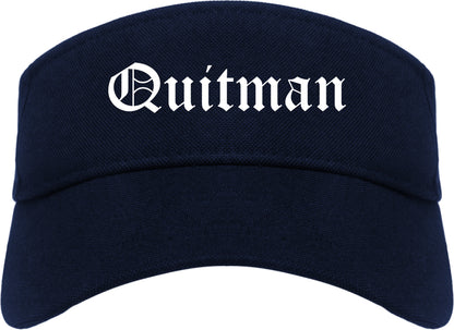 Quitman Georgia GA Old English Mens Visor Cap Hat Navy Blue