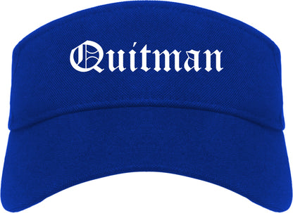 Quitman Georgia GA Old English Mens Visor Cap Hat Royal Blue