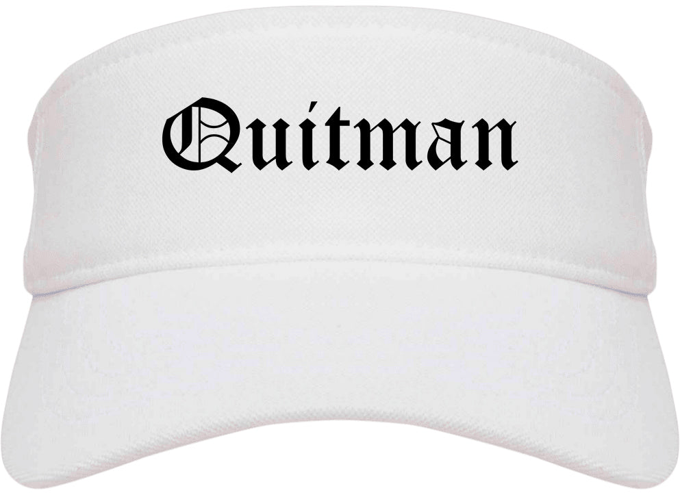 Quitman Georgia GA Old English Mens Visor Cap Hat White
