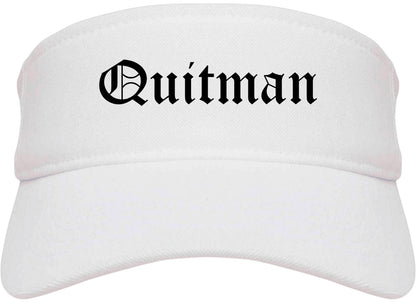 Quitman Georgia GA Old English Mens Visor Cap Hat White