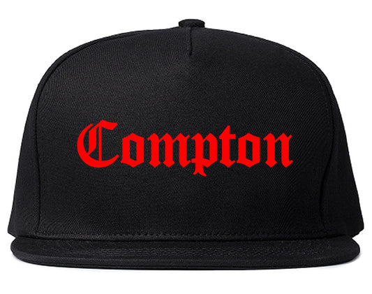 RED Compton California Old English Mens Snapback Hat Black