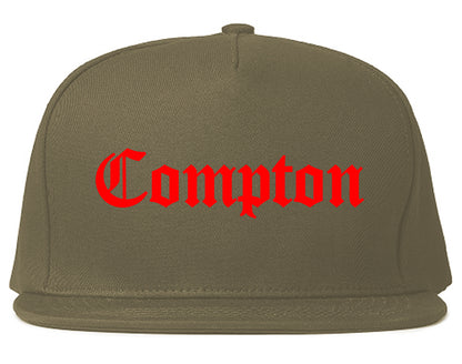 RED Compton California Old English Mens Snapback Hat Grey