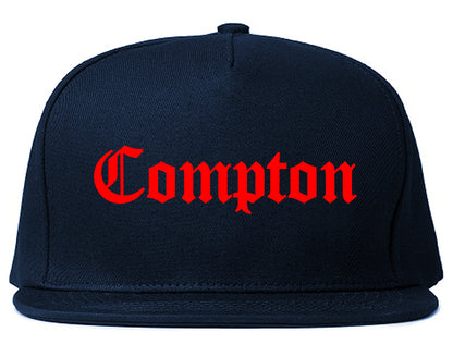 RED Compton California Old English Mens Snapback Hat Navy Blue