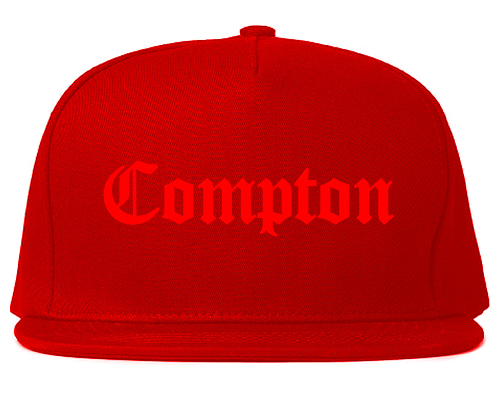 RED Compton California Old English Mens Snapback Hat Red