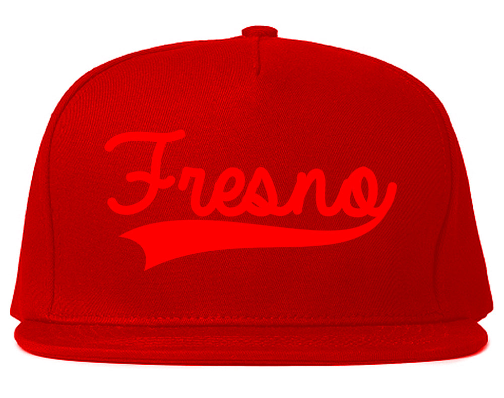 RED Fresno California Old School Varsity Logo Mens Snapback Hat Red
