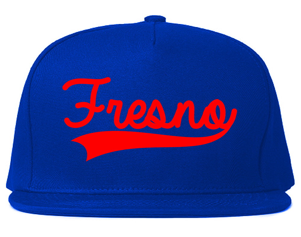 RED Fresno California Old School Varsity Logo Mens Snapback Hat Royal Blue
