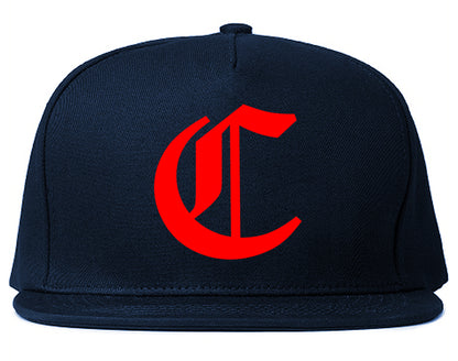RED Letter C Chicago Illinois Mens Snapback Hat Navy Blue