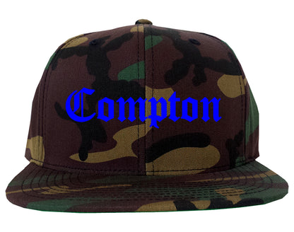 ROYAL BLUE Compton California Old English Mens Snapback Hat Camo