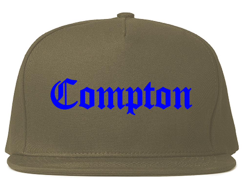 ROYAL BLUE Compton California Old English Mens Snapback Hat Grey