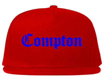 ROYAL BLUE Compton California Old English Mens Snapback Hat Red