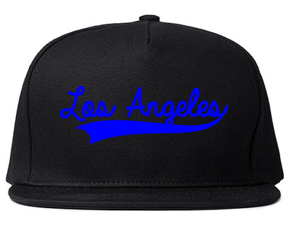 ROYAL BLUE Los Angeles California Varsity Logo Mens Snapback Hat Black