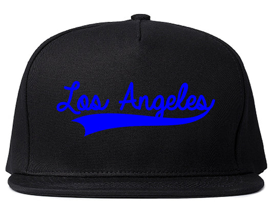 ROYAL BLUE Los Angeles California Varsity Logo Mens Snapback Hat Black