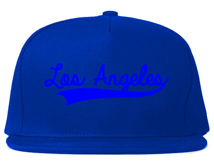 ROYAL BLUE Los Angeles California Varsity Logo Mens Snapback Hat Royal Blue