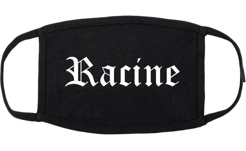Racine Wisconsin WI Old English Cotton Face Mask Black