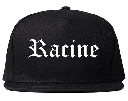 Racine Wisconsin WI Old English Mens Snapback Hat Black