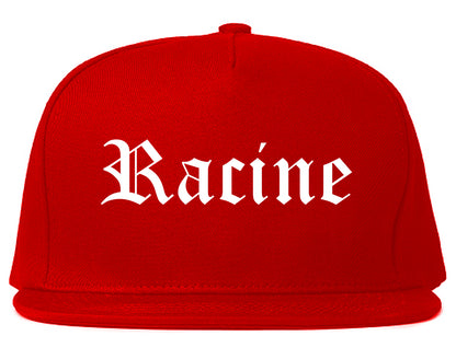 Racine Wisconsin WI Old English Mens Snapback Hat Red