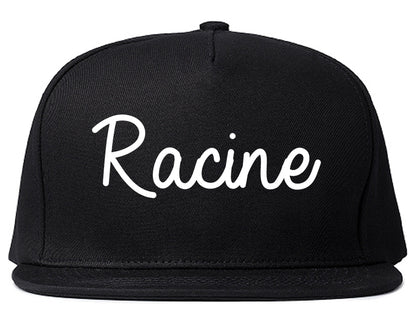 Racine Wisconsin WI Script Mens Snapback Hat Black