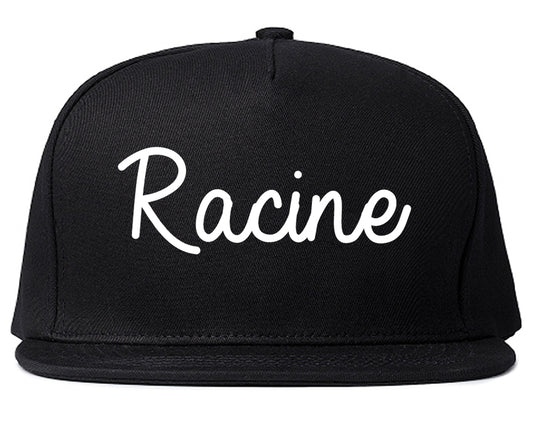 Racine Wisconsin WI Script Mens Snapback Hat Black