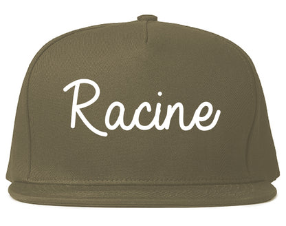 Racine Wisconsin WI Script Mens Snapback Hat Grey