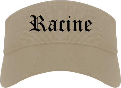 Racine Wisconsin WI Old English Mens Visor Cap Hat Khaki