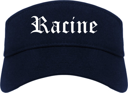 Racine Wisconsin WI Old English Mens Visor Cap Hat Navy Blue