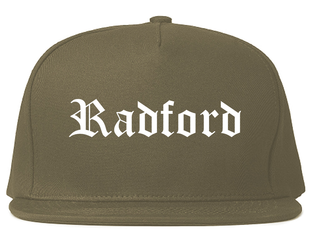 Radford Virginia VA Old English Mens Snapback Hat Grey