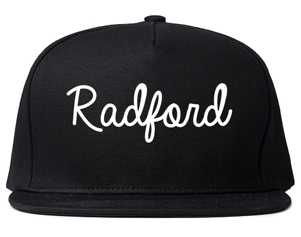 Radford Virginia VA Script Mens Snapback Hat Black