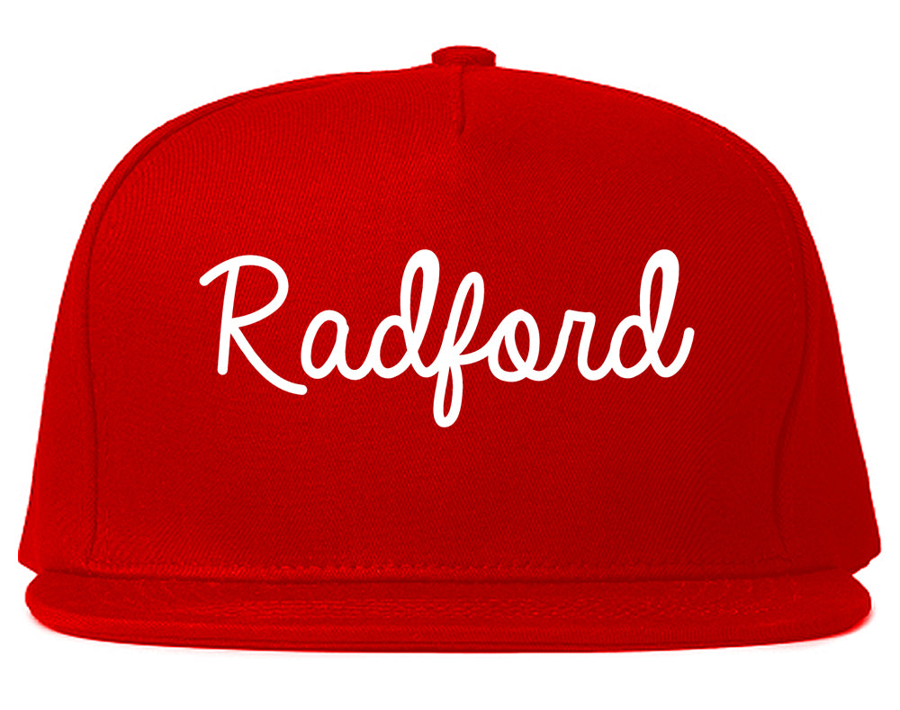 Radford Virginia VA Script Mens Snapback Hat Red