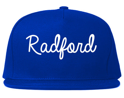 Radford Virginia VA Script Mens Snapback Hat Royal Blue