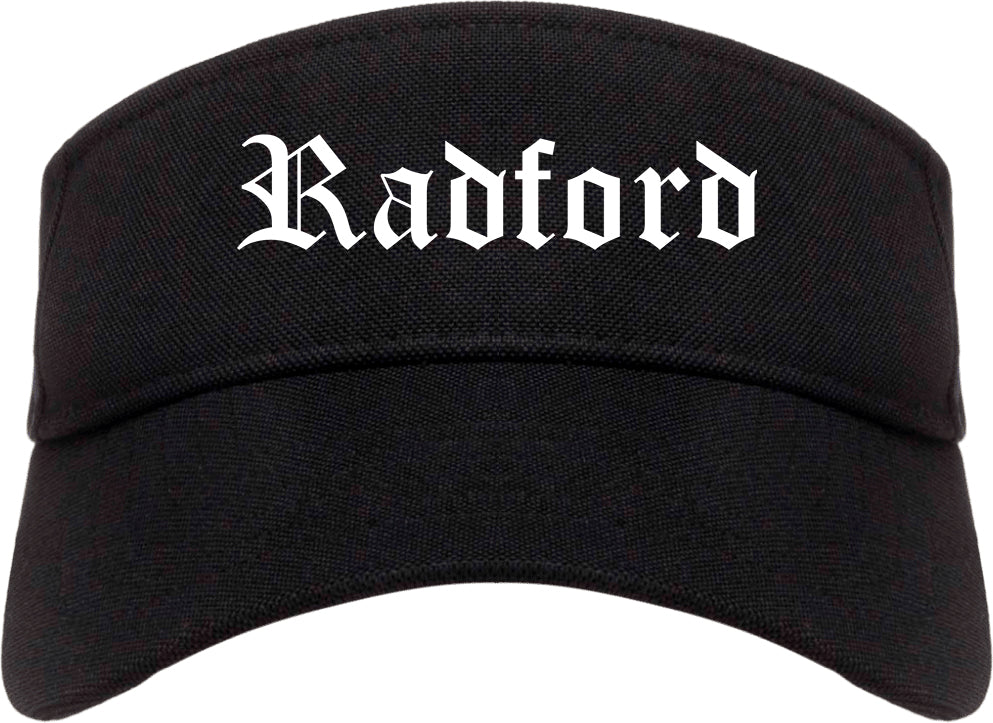 Radford Virginia VA Old English Mens Visor Cap Hat Black