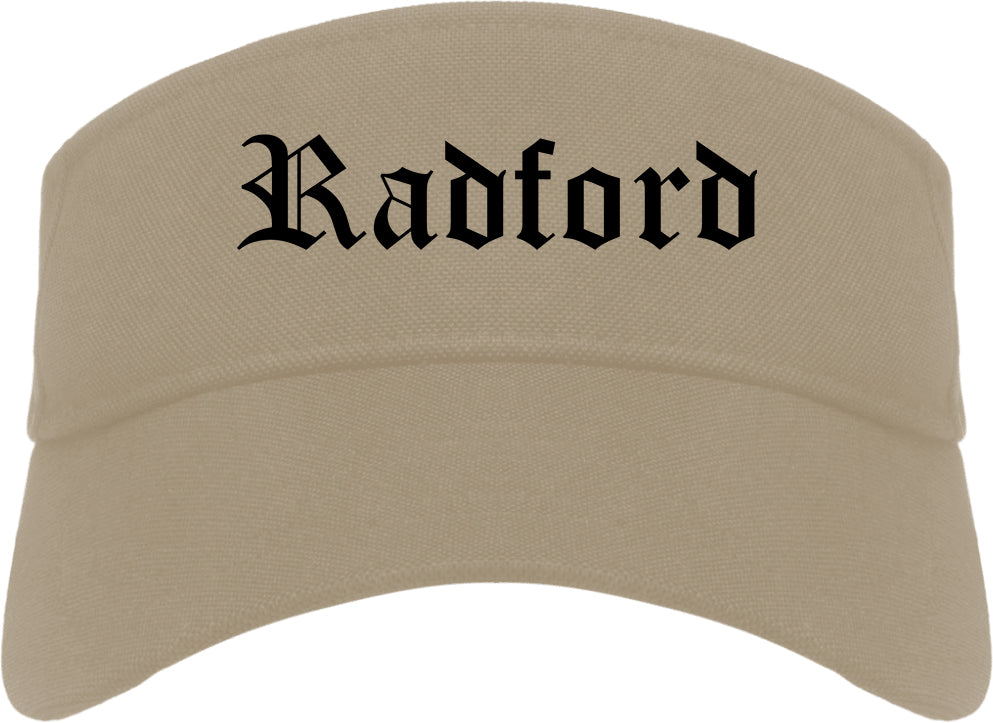 Radford Virginia VA Old English Mens Visor Cap Hat Khaki