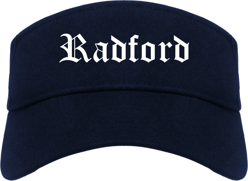 Radford Virginia VA Old English Mens Visor Cap Hat Navy Blue