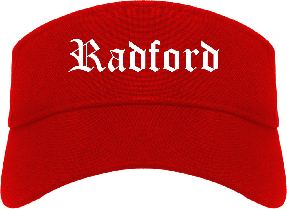 Radford Virginia VA Old English Mens Visor Cap Hat Red