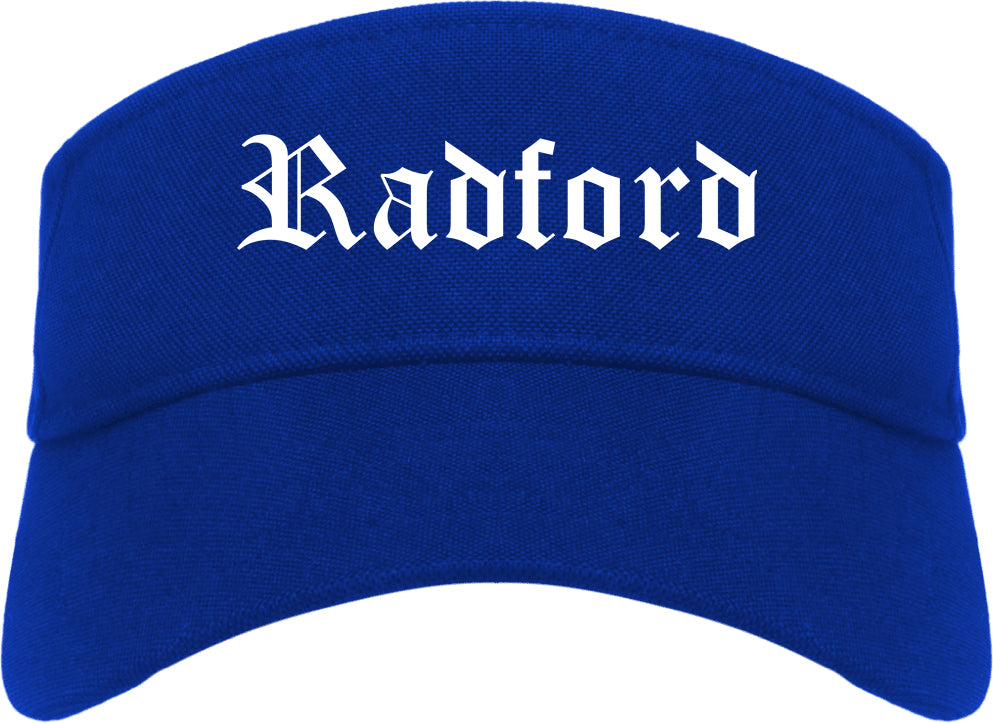 Radford Virginia VA Old English Mens Visor Cap Hat Royal Blue