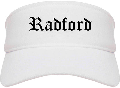 Radford Virginia VA Old English Mens Visor Cap Hat White