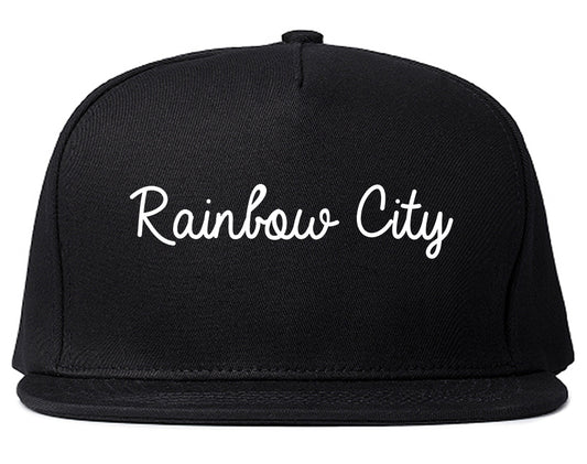 Rainbow City Alabama AL Script Mens Snapback Hat Black