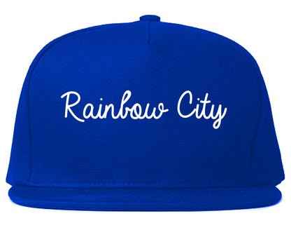 Rainbow City Alabama AL Script Mens Snapback Hat Royal Blue