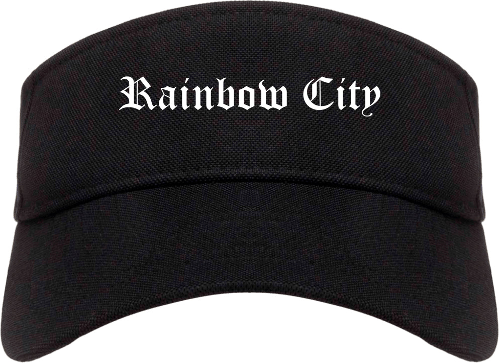 Rainbow City Alabama AL Old English Mens Visor Cap Hat Black