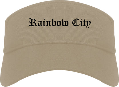 Rainbow City Alabama AL Old English Mens Visor Cap Hat Khaki