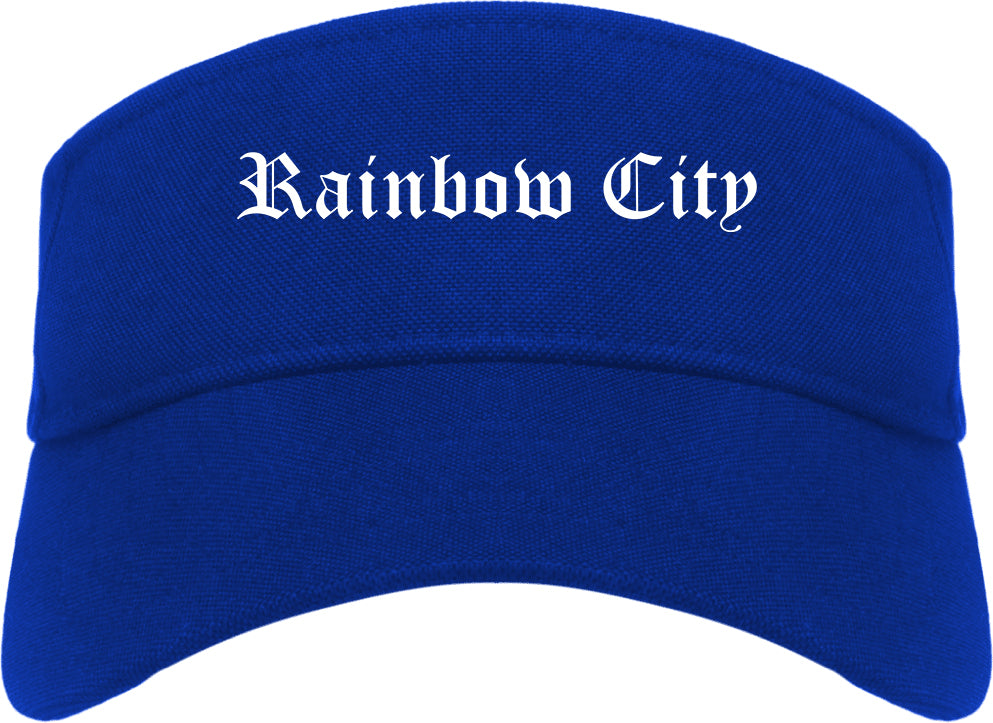Rainbow City Alabama AL Old English Mens Visor Cap Hat Royal Blue
