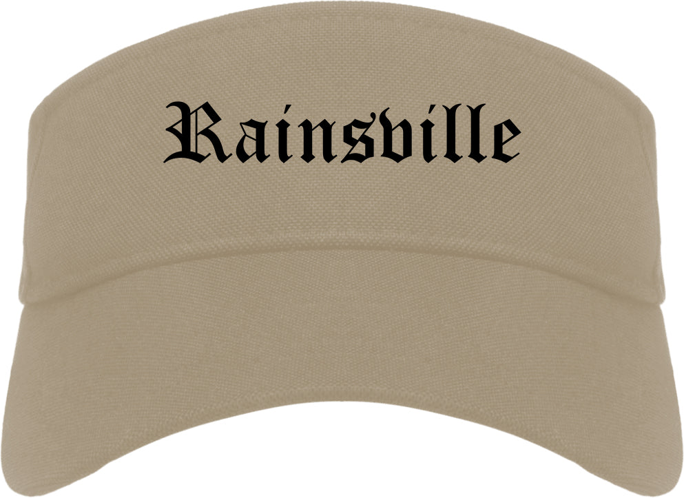 Rainsville Alabama AL Old English Mens Visor Cap Hat Khaki