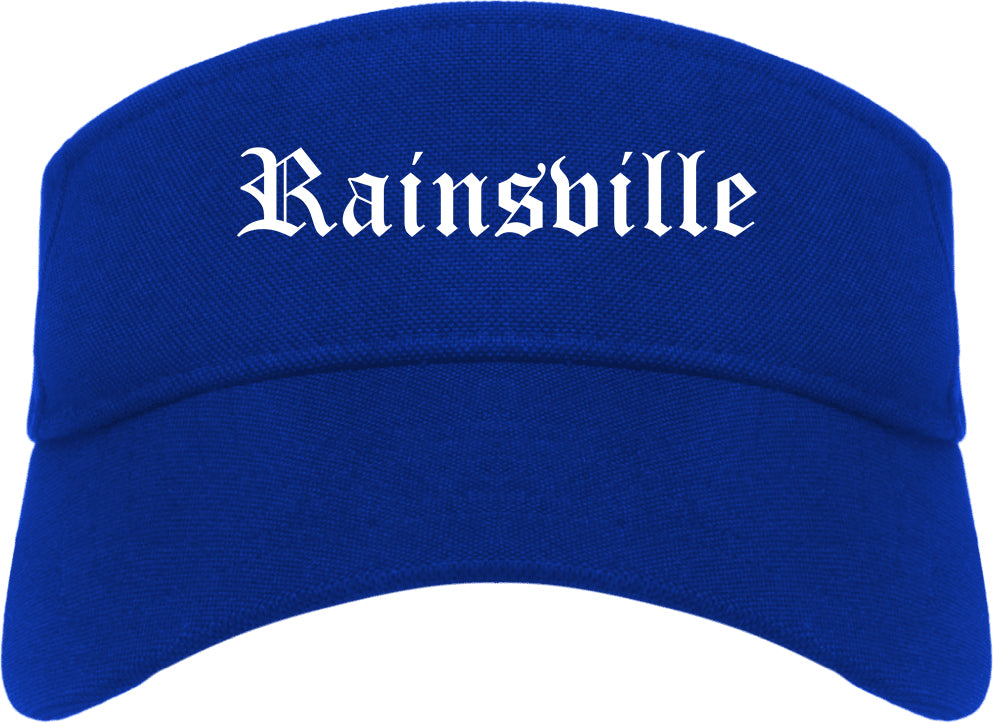 Rainsville Alabama AL Old English Mens Visor Cap Hat Royal Blue