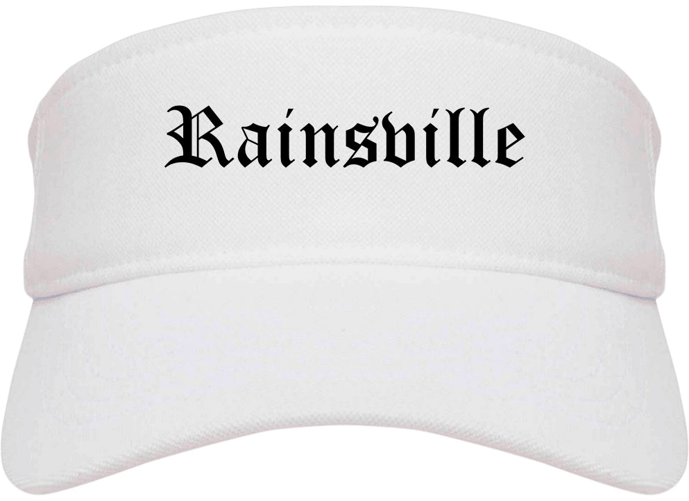 Rainsville Alabama AL Old English Mens Visor Cap Hat White
