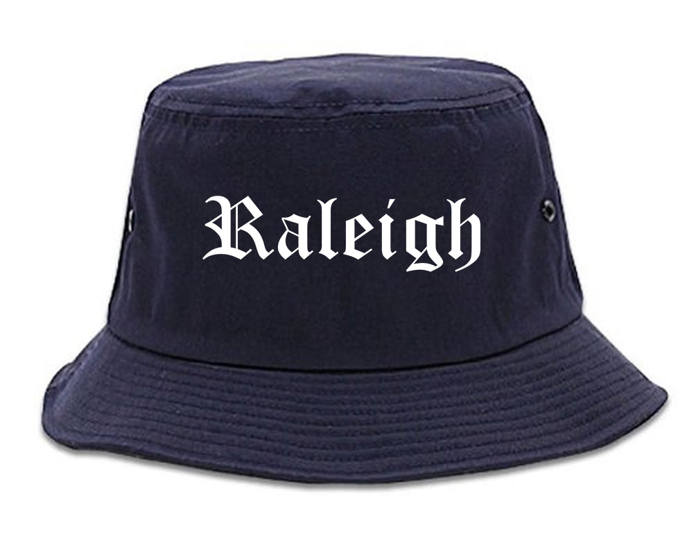 Raleigh North Carolina NC Old English Mens Bucket Hat Navy Blue