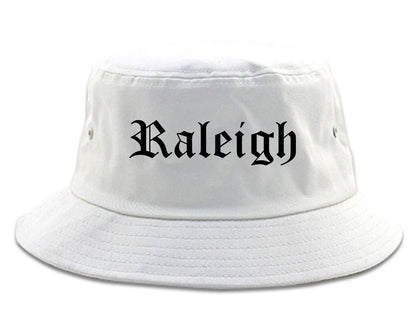 Raleigh North Carolina NC Old English Mens Bucket Hat White