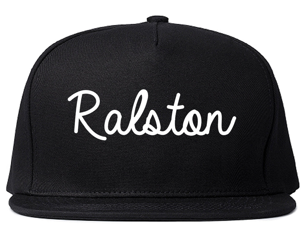 Ralston Nebraska NE Script Mens Snapback Hat Black