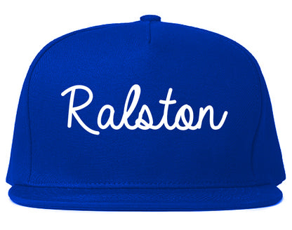 Ralston Nebraska NE Script Mens Snapback Hat Royal Blue