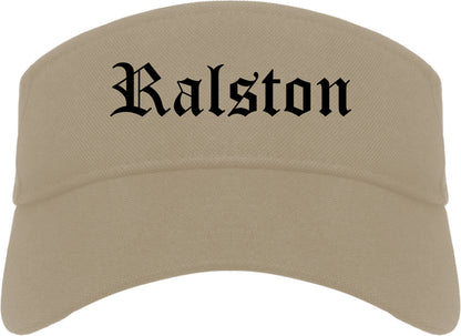 Ralston Nebraska NE Old English Mens Visor Cap Hat Khaki