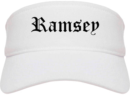 Ramsey Minnesota MN Old English Mens Visor Cap Hat White